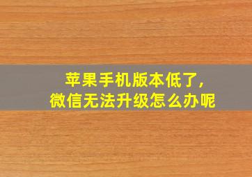 苹果手机版本低了,微信无法升级怎么办呢