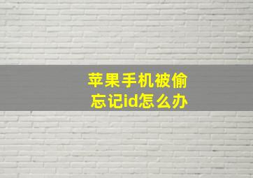 苹果手机被偷忘记id怎么办