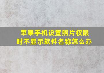 苹果手机设置照片权限时不显示软件名称怎么办