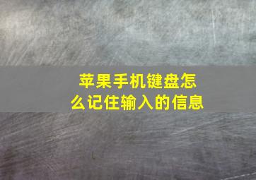 苹果手机键盘怎么记住输入的信息