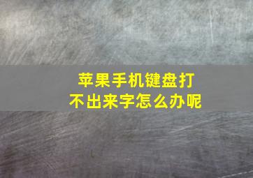 苹果手机键盘打不出来字怎么办呢