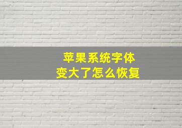 苹果系统字体变大了怎么恢复