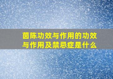 茵陈功效与作用的功效与作用及禁忌症是什么