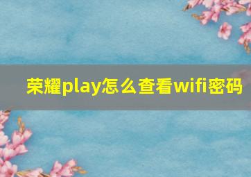 荣耀play怎么查看wifi密码