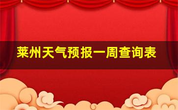 莱州天气预报一周查询表