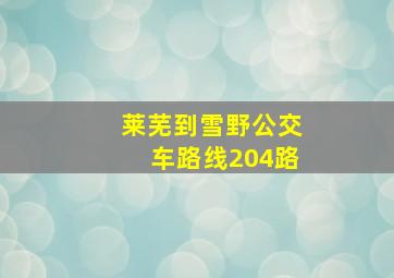 莱芜到雪野公交车路线204路