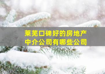 莱芜口碑好的房地产中介公司有哪些公司