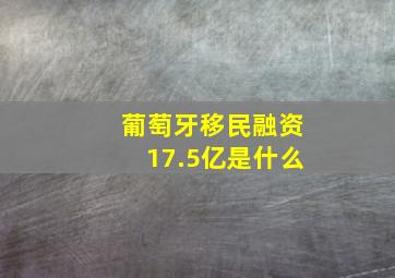 葡萄牙移民融资17.5亿是什么