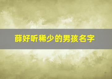 薛好听稀少的男孩名字