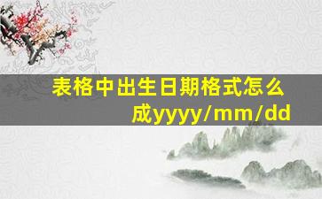 表格中出生日期格式怎么成yyyy/mm/dd