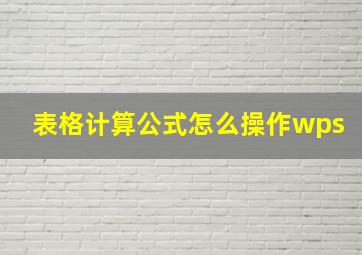 表格计算公式怎么操作wps