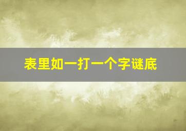 表里如一打一个字谜底