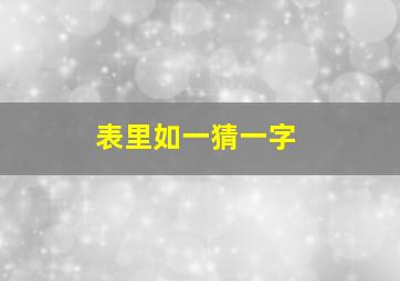 表里如一猜一字