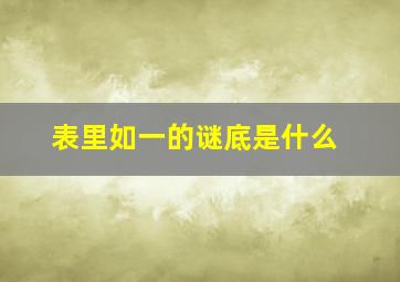 表里如一的谜底是什么