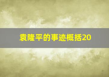 袁隆平的事迹概括20