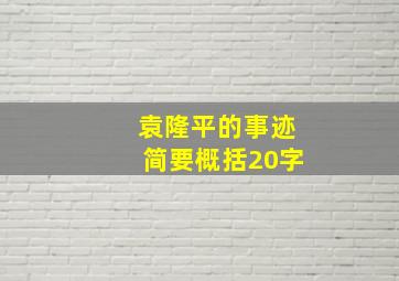 袁隆平的事迹简要概括20字