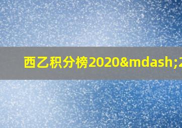 西乙积分榜2020—2021