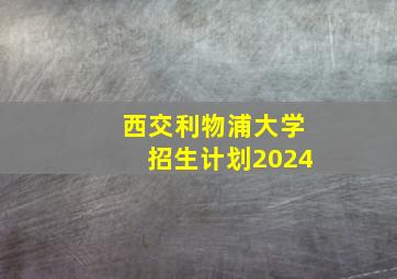 西交利物浦大学招生计划2024