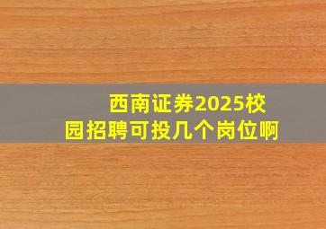 西南证券2025校园招聘可投几个岗位啊