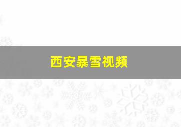 西安暴雪视频