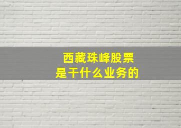 西藏珠峰股票是干什么业务的