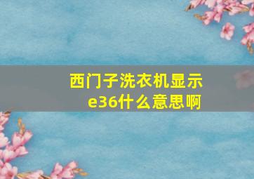 西门子洗衣机显示e36什么意思啊