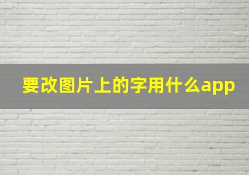 要改图片上的字用什么app