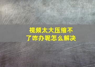 视频太大压缩不了咋办呢怎么解决