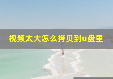 视频太大怎么拷贝到u盘里