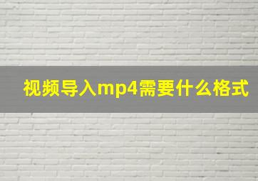 视频导入mp4需要什么格式