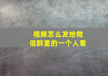 视频怎么发给微信群里的一个人看