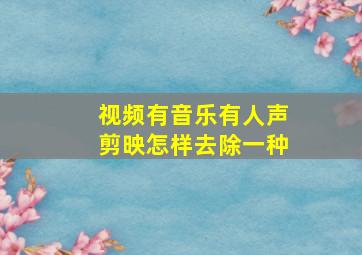 视频有音乐有人声剪映怎样去除一种