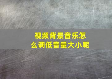 视频背景音乐怎么调低音量大小呢