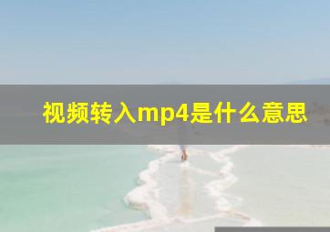 视频转入mp4是什么意思