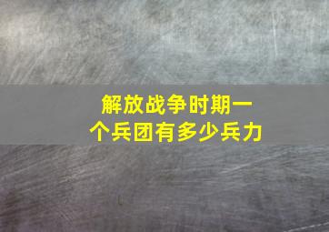 解放战争时期一个兵团有多少兵力