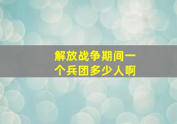 解放战争期间一个兵团多少人啊