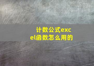 计数公式excel函数怎么用的