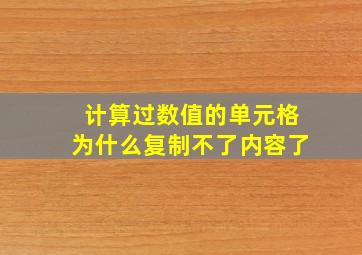 计算过数值的单元格为什么复制不了内容了