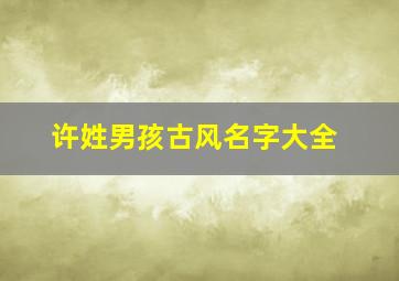 许姓男孩古风名字大全