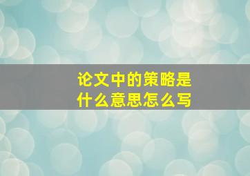 论文中的策略是什么意思怎么写