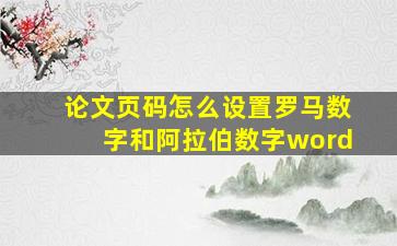 论文页码怎么设置罗马数字和阿拉伯数字word