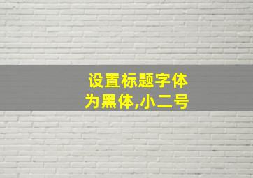 设置标题字体为黑体,小二号