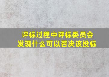 评标过程中评标委员会发现什么可以否决该投标