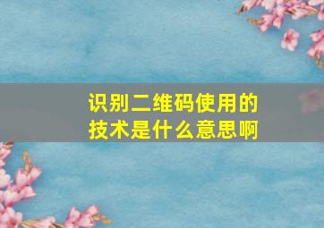 识别二维码使用的技术是什么意思啊