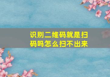 识别二维码就是扫码吗怎么扫不出来