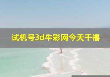 试机号3d牛彩网今天千禧