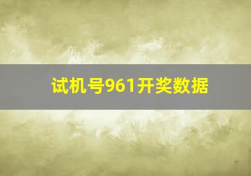 试机号961开奖数据