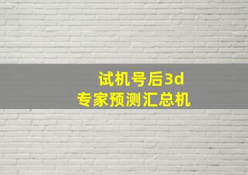 试机号后3d专家预测汇总机