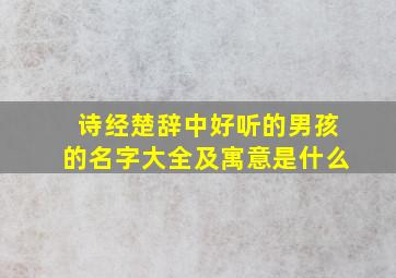 诗经楚辞中好听的男孩的名字大全及寓意是什么