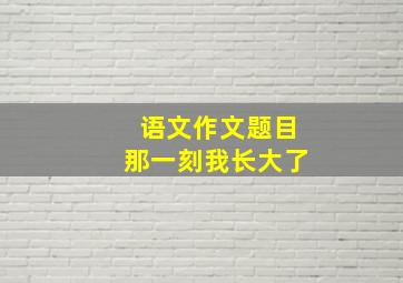 语文作文题目那一刻我长大了